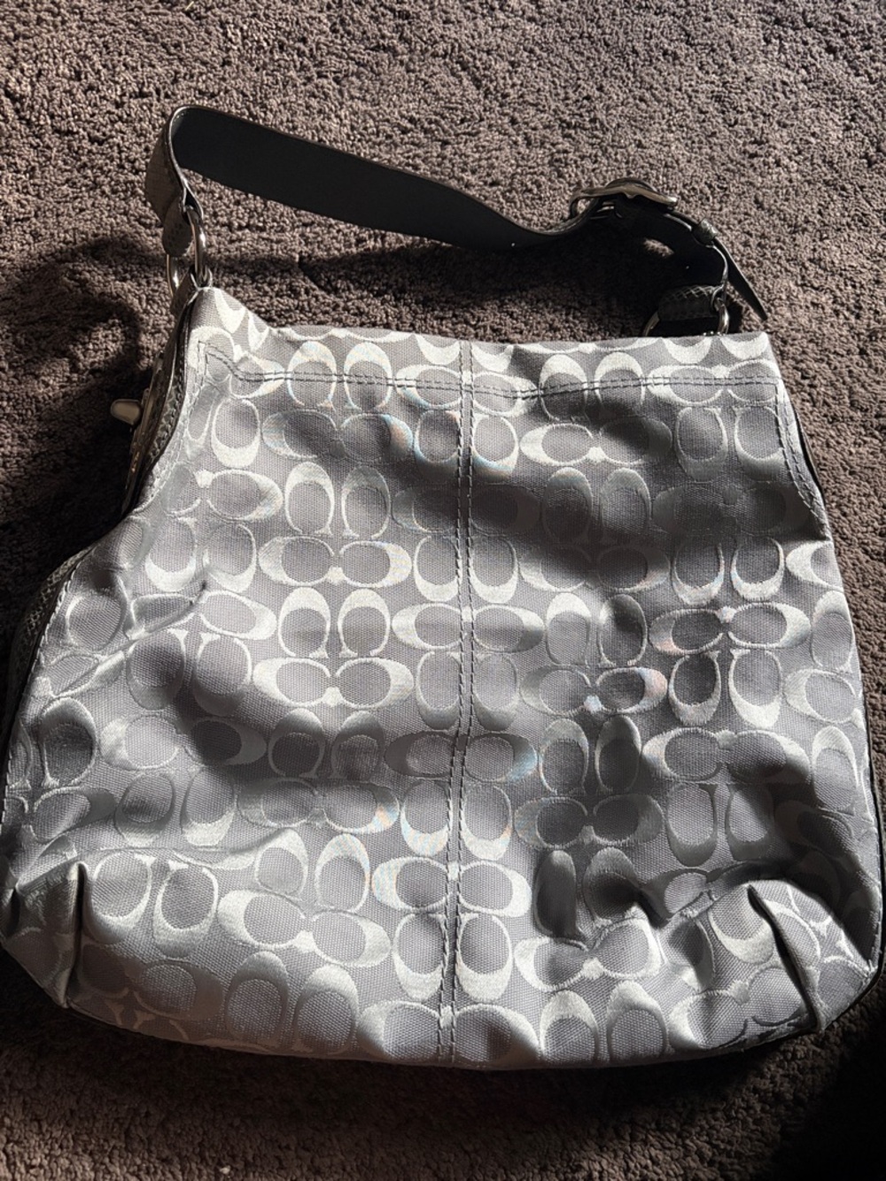 Coach Silver Signature Shoulder Bag